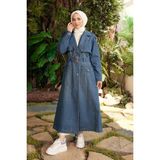 Neways Koyu Mavi Trençkot Kadınlar İçin Coton Kumaş - 38