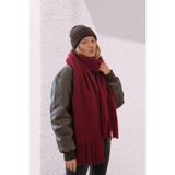 NEWCO Peluş Dokuma Polar Püskül Detaylı Şal Kaşkol Atkı-Bordo