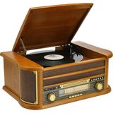 Newdaki Nostaljik Ahşap Kasa Pikap Bluetoothlu Kumandalı Radyo Mp3 USB CD Kaset Çalar 33-45-78'lik Plaklarla Uyumlu