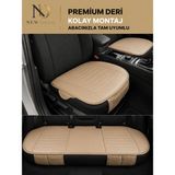NewDeco Fiat Albea Araçlara Uyumlu Premium Deri 3 Parça Oto Koltuk Minderi Araca Uyumlu 4 Mevsim Kolay Montaj - Krem
