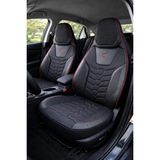 NewDeco Fiat Egea Cross Araçlara Uyumlu Ön Arka Takım Oto Koltuk Kılıfı - Cellaura - Siyah - Kırmızı