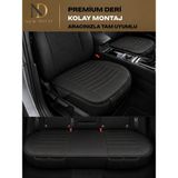 NewDeco Nissan Qashqai Araçlara Uyumlu Premium Deri 3 Parça Oto Koltuk Minderi Araca Uyumlu 4 Mevsim Kolay Montaj - Siyah - Taba