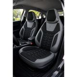 NewDeco Opel Corsa D Araçlara Uyumlu Ön Arka Takım Oto Koltuk Kılıfı - Cellaura Gri - Siyah CELLO-101