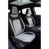 NewDeco Opel Corsa Uyumlu Premium Keten Oto Koltuk Kılıfı Airbag Uyumlu Tam Set Gri BTM-2C-110