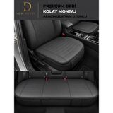 NewDeco Renault Broadway Araçlara Uyumlu Premium Deri 3 Parça Oto Koltuk Minderi Araca Uyumlu 4 Mevsim Kolay Montaj - Füme