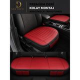NewDeco Renault Broadway Araçlara Uyumlu Premium Deri 3 Parça Oto Koltuk Minderi Araca Uyumlu 4 Mevsim Kolay Montaj - Kırmızı