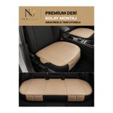 NewDeco Renault Broadway Araçlara Uyumlu Premium Deri 3 Parça Oto Koltuk Minderi Araca Uyumlu 4 Mevsim Kolay Montaj KREM 3P-DERİ-83