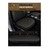 NewDeco Renault Broadway Araçlara Uyumlu Premium Deri 3 Parça Oto Koltuk Minderi Araca Uyumlu 4 Mevsim Kolay Montaj Siyah-Taba 3P-DERİ-83