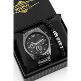 Newera Watch Siyah Renk Erkek Kol Saati Bileklik Hediyeli Babalar Günü Hediyesi Özel Kutusunda - Siyah - Gümüş