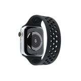 Newface Apple Watch 38 mm Siyah Gri Ayarlı Delikli Silikon Kordon