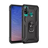 Newface Huawei P40 Lite E Sofya Yüzüklü Silikon Kapak Siyah Cep Telefonu Kılıfı