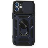 Newface iPhone 11 Lacivert Pars Lens Yüzüklü Silikon Cep Telefonu Kılıfı