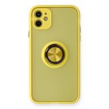 Newface iPhone 11 Montreal Yüzüklü Silikon Kapak Sarı Kılıf