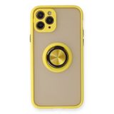 Newface iPhone 11 Pro Montreal Yüzüklü Silikon Kapak Sarı Kılıf