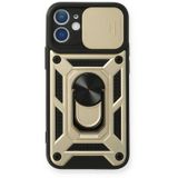 Newface iPhone 12 Kılıf Pars Lens Yüzüklü Silikon Gold Cep Telefonu Kılıfı