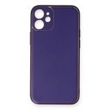 Newface iPhone 12 Mini Coco Deri Silikon Kapak Mor Cep Telefonu Kılıfı
