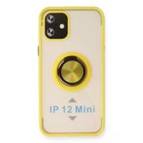 Newface iPhone 12 Mini Montreal Yüzüklü Silikon Kapak - Sarı Kılıf