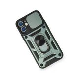 Newface iPhone 12 Mini Pars Lens Yüzüklü Silikon Yeşil Cep Telefonu Kılıfı