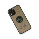 Newface iPhone 12 Pro Montreal Yüzüklü Silikon Kapak Yeşil Kılıf