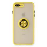 Newface iPhone 7 Plus Montreal Yüzüklü Silikon Kapak Sarı Kılıf