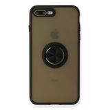 Newface iPhone 7 Plus Montreal Yüzüklü Silikon Kapak Siyah Kılıf