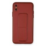 Newface iPhone İle Uyumlu XS Max Kılıf Coco Deri Standlı Kapak - Fuşya