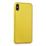 Newface iPhone XS Max Coco Deri Silikon Kapak Sarı Cep Telefonu Kılıfı