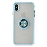 Newface iPhone XS Max Montreal Yüzüklü Silikon Kapak - Buz Mavi Kılıf