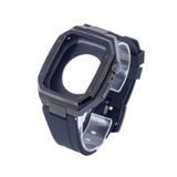 Newface KR402 Apple Watch 45 mm Siyah Metal Kasa Silikon Kordon