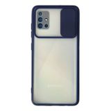 Newface Samsung Galaxy A71 Kılıf Palm Buzlu Kamera Sürgülü Silikon - Lacivert