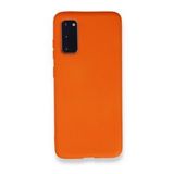 Newface Samsung Galaxy S20 Nano İçi Kadife Silikon Turuncu Cep Telefonu Kılıfı
