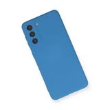 Newface Samsung Galaxy S21 FE Nano İçi Kadife Silikon - Mavi Kılıf
