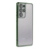 Newface Samsung Galaxy S21 Ultra Kılıf Razer Lensli Silikon - Yeşil