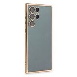 Newface Samsung Galaxy S22 Ultra Kılıf Razer Lensli Silikon - Gold
