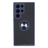Newface Samsung Galaxy S23 Ultra Kılıf Montreal Yüzüklü Silikon Kapak - Lacivert