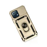 Newface Xiaomi Mi 11 Lite Pars Lens Yüzüklü Silikon Gold Cep Telefonu Kılıfı