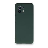 Newface Xiaomi Mi 11 Nano İçi Kadife Silikon Koyu Yeşil Cep Telefonu Kılıfı