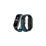Newface Xiaomi Mi Band 6 Siyah-Mavi-Beyaz Spor Delikli Kordon