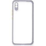 Newface Xiaomi Redmi 9A Miami Şeffaf Silikon Lila Cep Telefonu Kılıfı