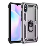 Newface Xiaomi Redmi 9A Sofya Yüzüklü Silikon Kapak Gümüş Cep Telefonu Kılıfı