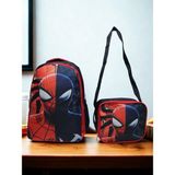 Newfull Örümcek Baskılı Erkek Sırt Okul Çantası-2'li Set (Yeni Sezon) - Boy: 40 cm / En: 28 cm / Derinlik: 16 cm - Kırmızı - Lacivert
