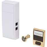 Newhouse Hardware MCH2V Kablosuz İki Notalı Mekanik Kapı Zili, Kapı Zili Düğmesi ve Görüntüleyici, Beyaz/Pirinç Kaplama