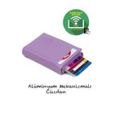 Newish Adelina Lila Nova Deri Mekanizmalı Otomatik Kızaklı Kartlık Cüzdan