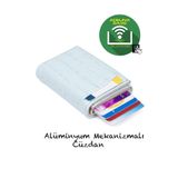 Newish Adelina Mavi Timsah Desenli Mekanizmalı Otomatik Kızaklı Kartlık Cüzdan Kroko Kartlık