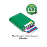 Newish Adelina Timsah Yeşil Desenli Mekanizmalı Otomatik Kızaklı Kartlık Cüzdan Kroko Kartlık
