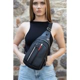 Newish Deri Usd Kulaklık Çıkışlı Çapraz Bady Bag Göğüs Ve Omuz Çantası new132 - Siyah