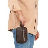 Newish Erkek Bileklik Kemerli Portföy Clutch Traş Kozmetik El Çantası - Kahverengi