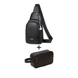 Newish Erkek Çapraz Omuz Çantası Ve Portföy Clutch Traş Bakım Günlük El Çantası - Siyah