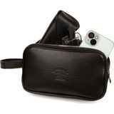 Newish Erkek Siyah Deri Portföy Clutch Traş Kozmetik Bakım ve Günlük El Çantası new277 - --Siyah