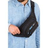 Newish Erkek Siyah USB Kulaklık Çıkışlı Crossbody Çapraz Göğüs Omuz ve Bel Çantası